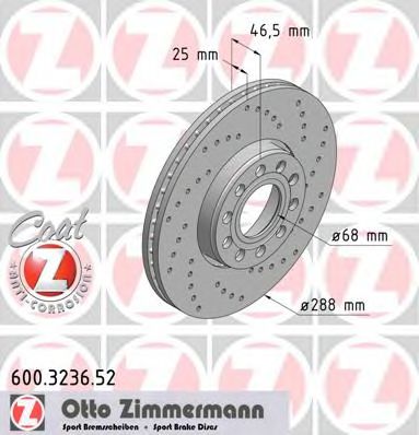 Тормозной диск Otto Zimmermann 600.3236.52
