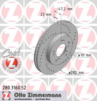 Тормозной диск Otto Zimmermann 280.3160.52