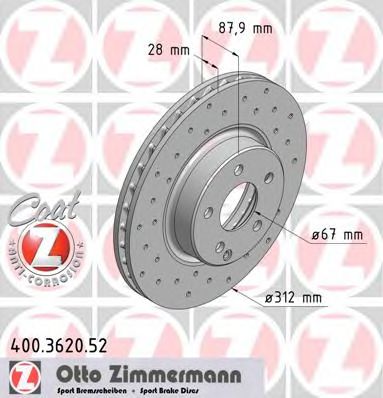 Тормозной диск Otto Zimmermann 400.3620.52