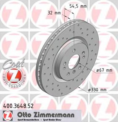Тормозной диск Otto Zimmermann 400.3648.52