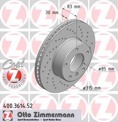Тормозной диск Otto Zimmermann 400.3614.52