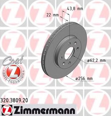 Тормозной диск Otto Zimmermann 320.3809.20