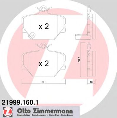 Тормозные колодки Otto Zimmermann 21999.160.1