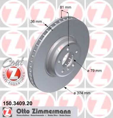 Тормозной диск Otto Zimmermann 150.3409.20