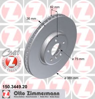 Тормозной диск Otto Zimmermann 150.3449.20