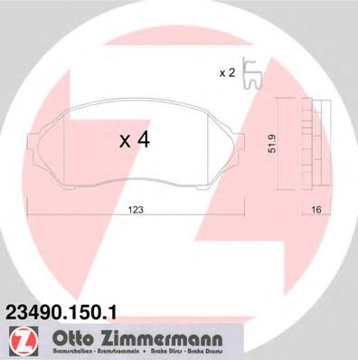 Тормозные колодки Otto Zimmermann 23490.150.1
