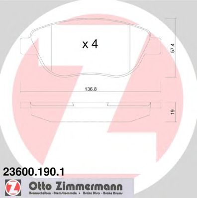 Тормозные колодки Otto Zimmermann 23600.190.1