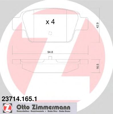 Тормозные колодки Otto Zimmermann 23714.165.1
