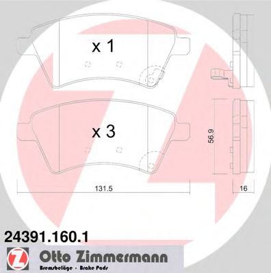Тормозные колодки Otto Zimmermann 24391.160.1
