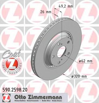 Тормозной диск Otto Zimmermann 590.2598.20
