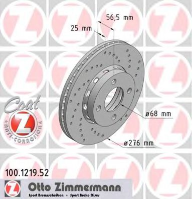 Тормозной диск Otto Zimmermann 100.1219.52