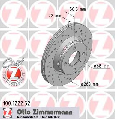 Тормозной диск Otto Zimmermann 100.1222.52
