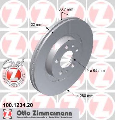 Тормозной диск Otto Zimmermann 100.1234.20