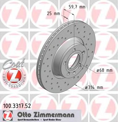 Тормозной диск Otto Zimmermann 100.3317.52