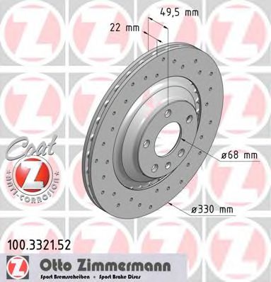 Тормозной диск Otto Zimmermann 100.3321.52