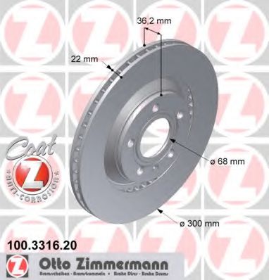 Тормозной диск Otto Zimmermann 100.3316.20