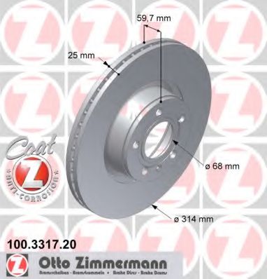 Тормозной диск Otto Zimmermann 100.3317.20