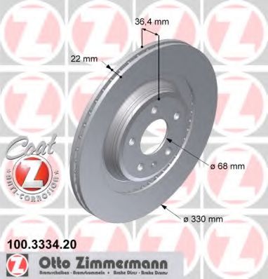 Тормозной диск Otto Zimmermann 100.3334.20