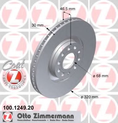 Тормозной диск Otto Zimmermann 100.1249.20