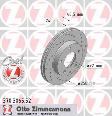 Тормозной диск Otto Zimmermann 370.3065.52