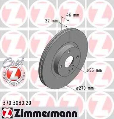Тормозной диск Otto Zimmermann 370.3080.20