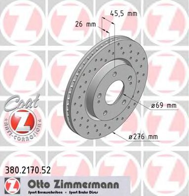 Тормозной диск Otto Zimmermann 380.2170.52