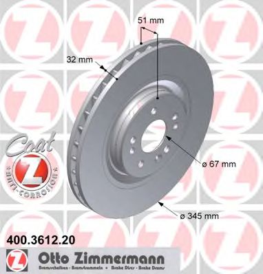 Тормозной диск Otto Zimmermann 400.3612.20