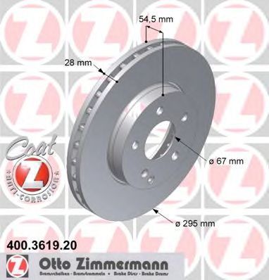 Тормозной диск Otto Zimmermann 400.3619.20
