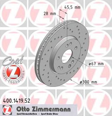 Тормозной диск Otto Zimmermann 400.1419.52