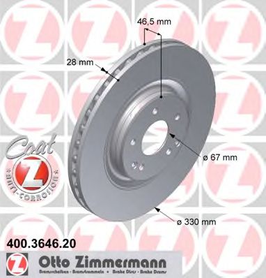 Тормозной диск Otto Zimmermann 400.3646.20