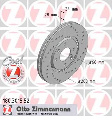 Тормозной диск Otto Zimmermann 180.3015.52