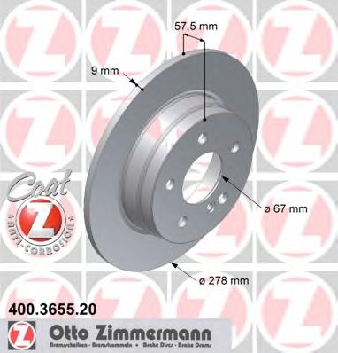 Тормозной диск Otto Zimmermann 400.3655.20