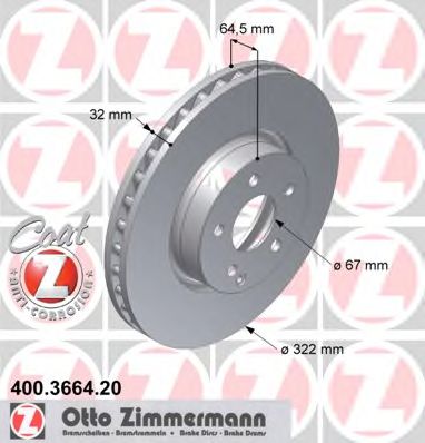 Тормозной диск Otto Zimmermann 400.3664.20