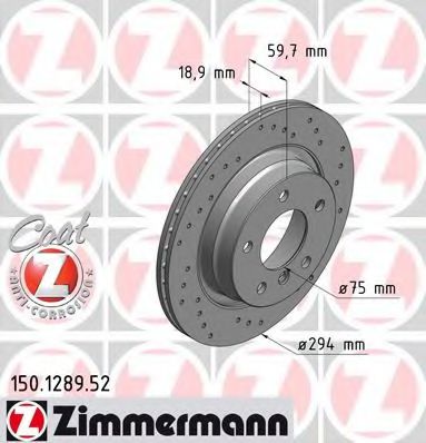 Тормозной диск Otto Zimmermann 150.1289.52