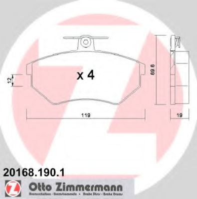 Тормозные колодки Otto Zimmermann 20168.190.1