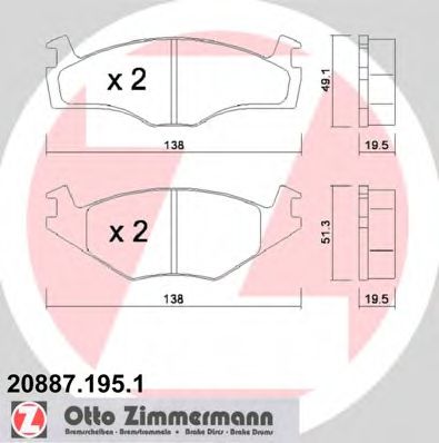 Тормозные колодки Otto Zimmermann 20887.195.1