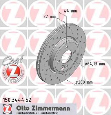 Тормозной диск Otto Zimmermann 150.3444.52