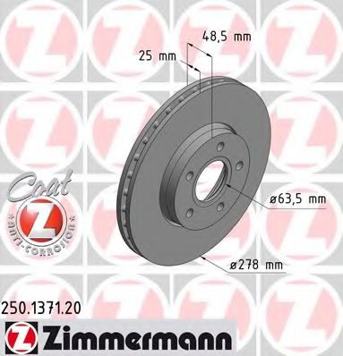 Тормозной диск Otto Zimmermann 250.1371.20