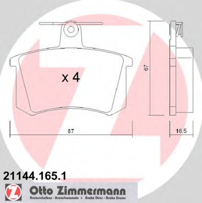 Тормозные колодки Otto Zimmermann 21144.165.1