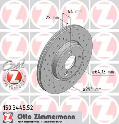 Тормозной диск Otto Zimmermann 150.3445.52