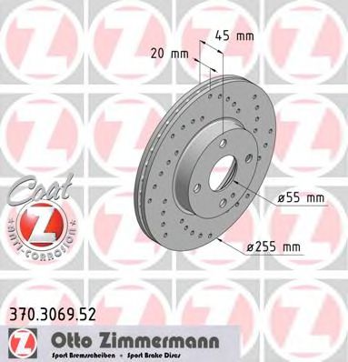 Тормозной диск Otto Zimmermann 370.3069.52