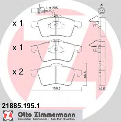 Тормозные колодки Otto Zimmermann 21885.195.1