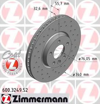 Тормозной диск Otto Zimmermann 600.3249.52