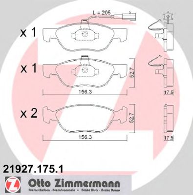 Тормозные колодки Otto Zimmermann 21927.175.1