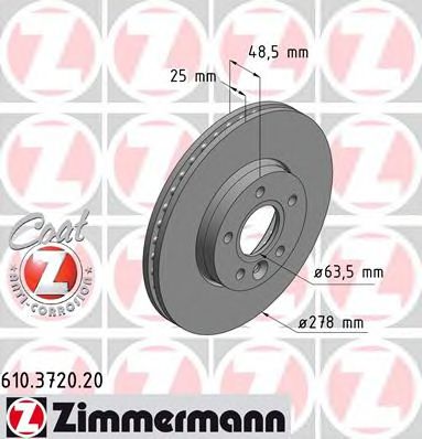 Тормозной диск Otto Zimmermann 610.3720.20