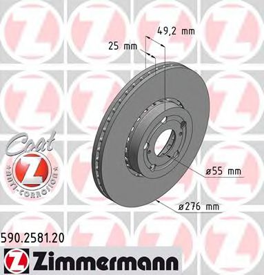 Тормозной диск Otto Zimmermann 590.2581.20
