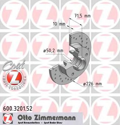 Тормозной диск Otto Zimmermann 600.3201.52
