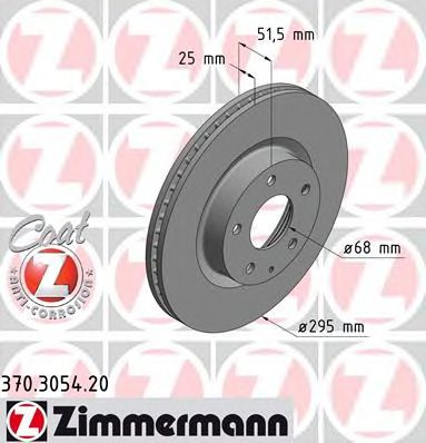 Тормозной диск Otto Zimmermann 370.3054.20