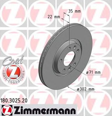 Тормозной диск Otto Zimmermann 180.3025.20