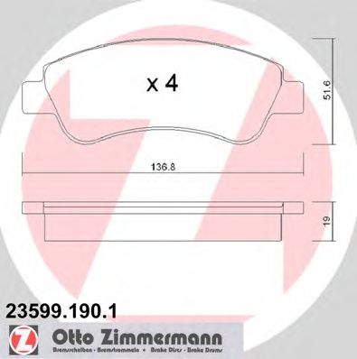 Тормозные колодки Otto Zimmermann 23599.190.1